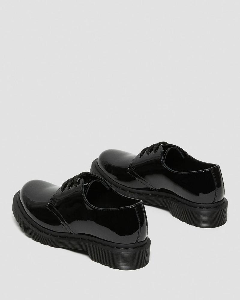 Black Women's Dr Martens 1461 Mono Patent Leather Oxfords Shoes | CA 358LIS